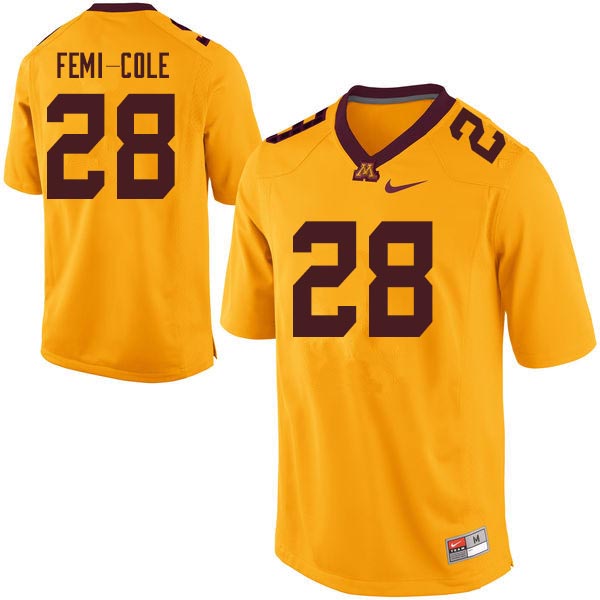 Men #28 Jonathan Femi-Cole Minnesota Golden Gophers College Football Jerseys Sale-Gold